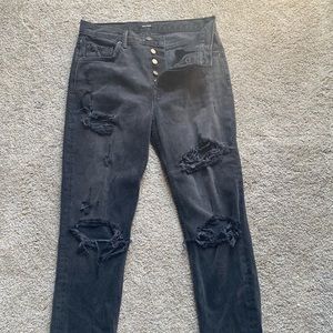 GRLFRND High Rise Distressed Black Jeans